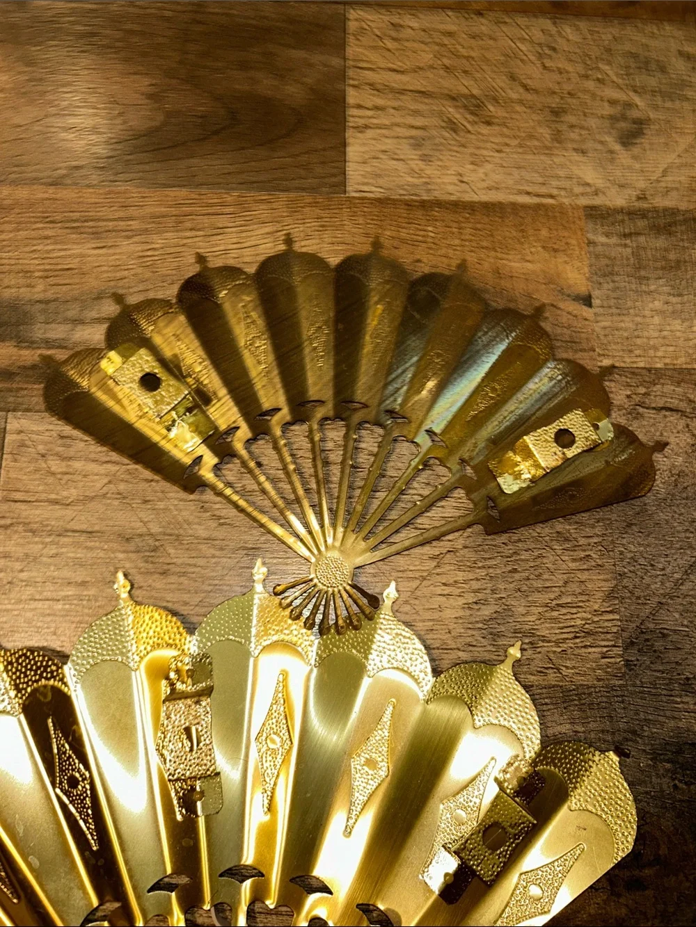 MCM Home Interiors Gold Decorative Fan Wall. Decor - Set of 2